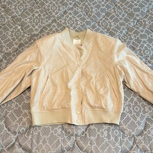 Cream/Tan H&M Crop Top Bomber Jacket
